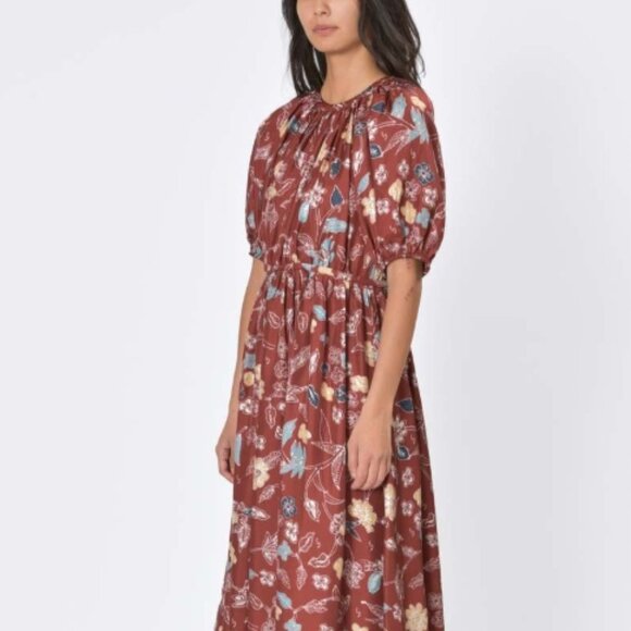 NWOT ULLA JOHNSON Cybil Silk Midi Dress in Anemone XS $765 - Picture 2 of 7